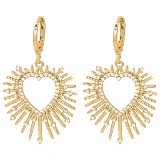 Sadie Starburst Heart Earrings | 18K Gold Plated