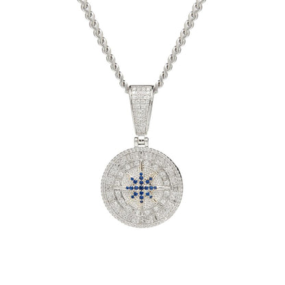 Iced Compass Pendant (Silver)