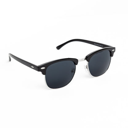 Silver Retro Half Frame Shades (Black Lens)