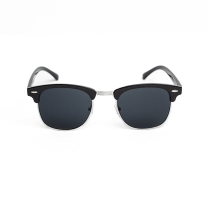 Silver Retro Half Frame Shades (Black Lens)