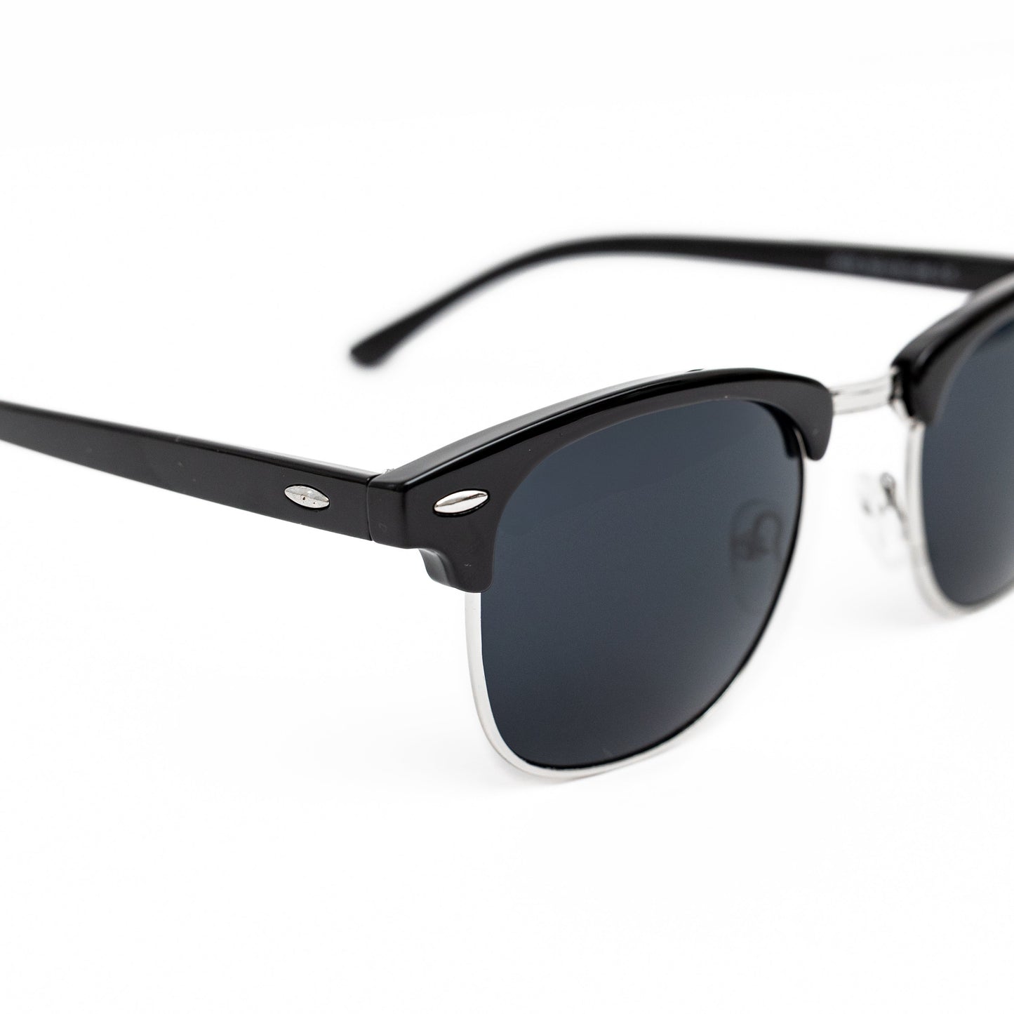 Silver Retro Half Frame Shades (Black Lens)