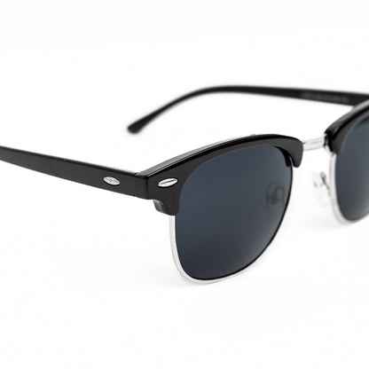 Silver Retro Half Frame Shades (Black Lens)