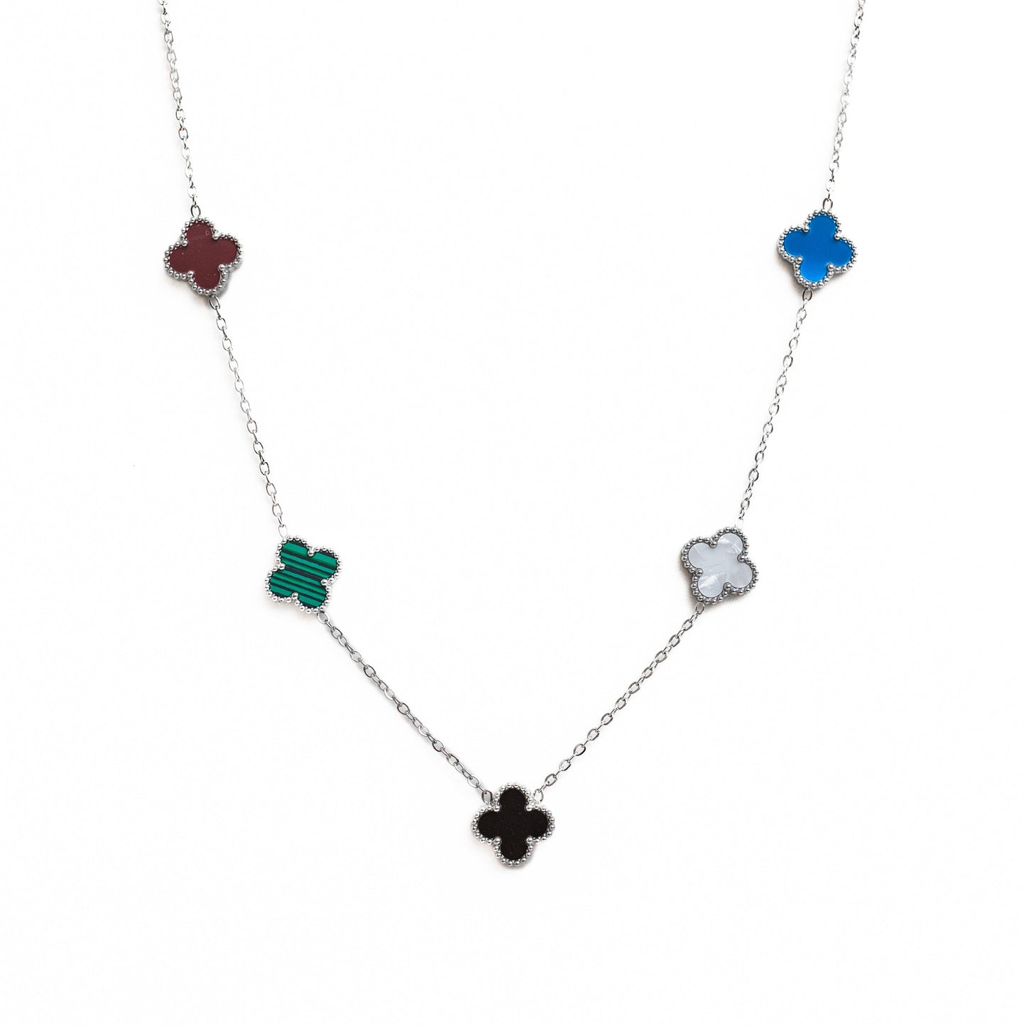 Silver Clover Necklace (Multi)