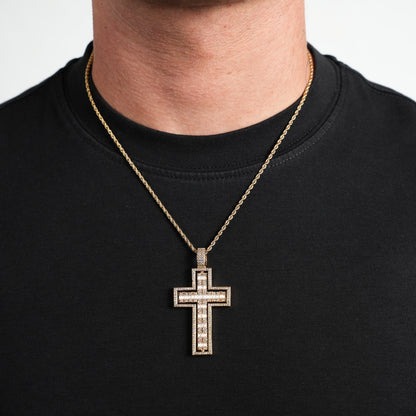 Iced Spin Cross Pendant (Gold)