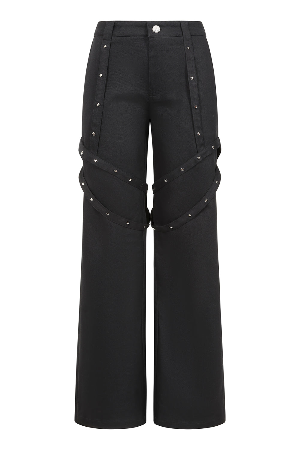 Banned Esmeray Star Studded Harness Trousers in Black