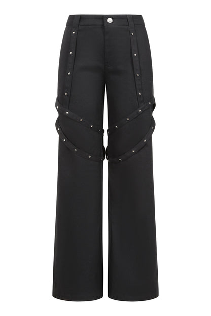 Banned Esmeray Star Studded Harness Trousers in Black