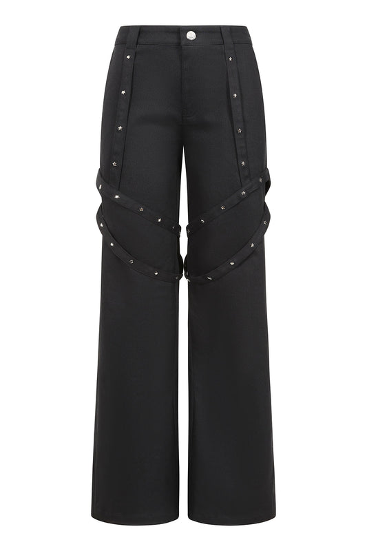 Banned Esmeray Star Studded Harness Trousers in Black