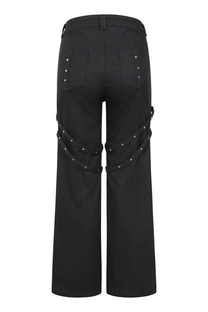 Banned Esmeray Star Studded Harness Trousers in Black