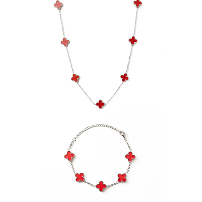 Clover Set (Silver/Red)