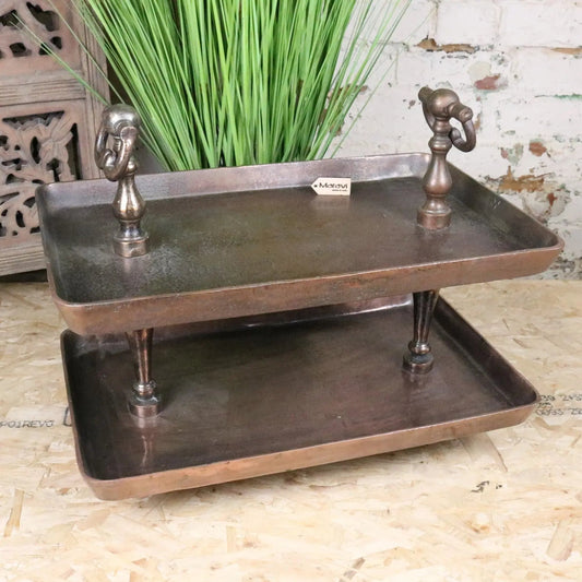 Vintage 2 Tier Serving Tray Copper