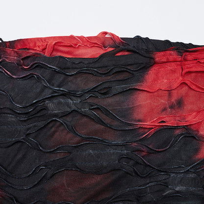 Punk Rave Ebril Red and Black Distressed Look Maxi Dress