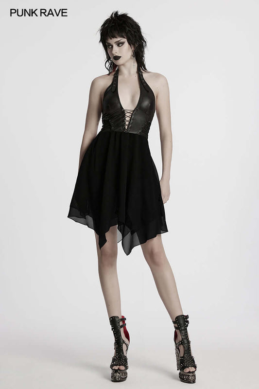 Punk Rave Tirza Punk Halter Neck Dress