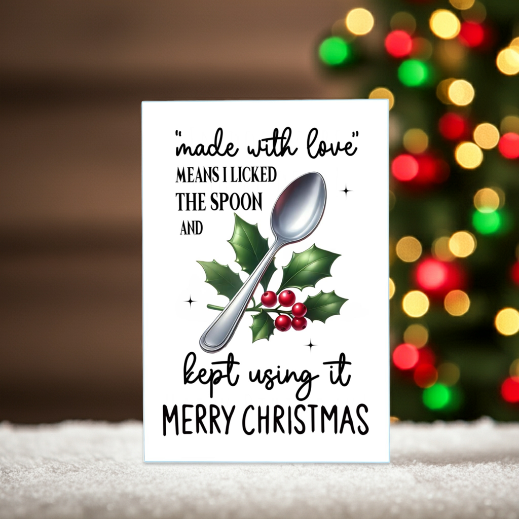 "Made With Love" Licked Spoon Funny A6 Christmas Card