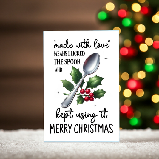 "Made With Love" Licked Spoon Funny A6 Christmas Card