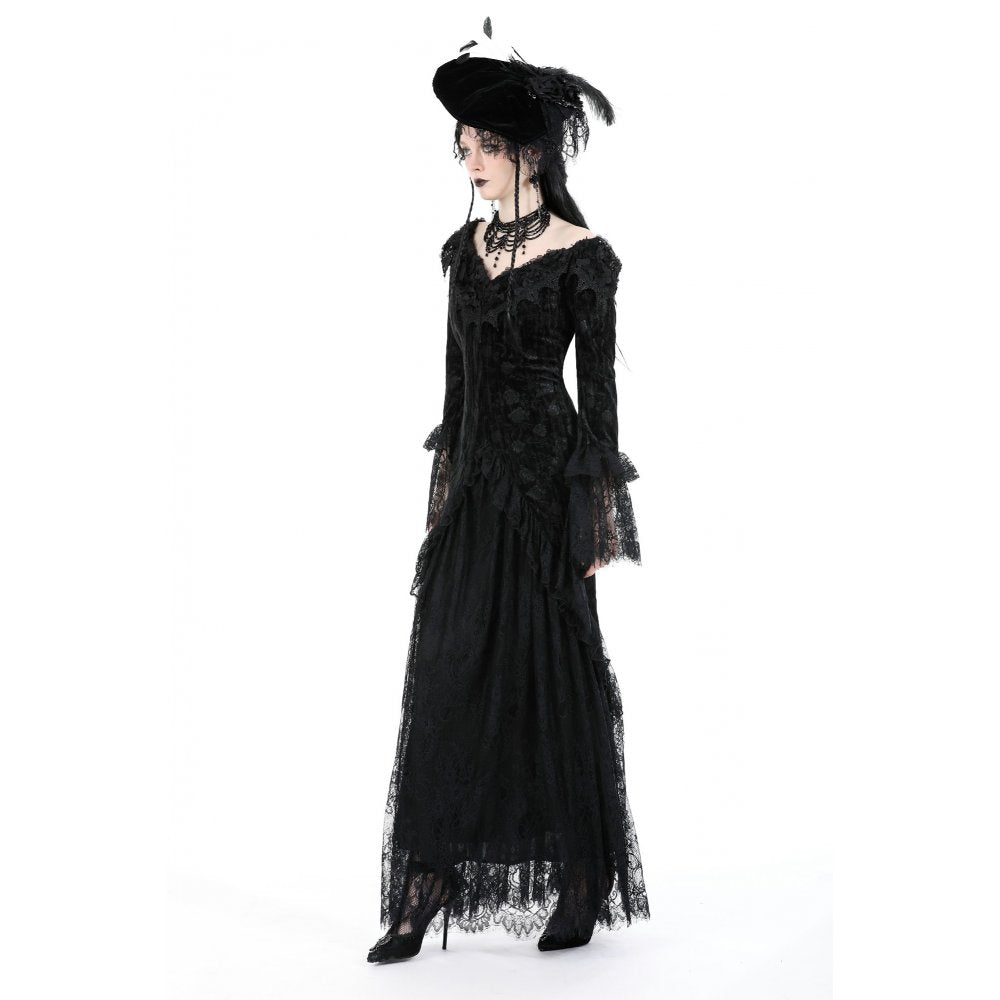 Dark In Love Zathura Off The Shoulder Lace Maxi Dress