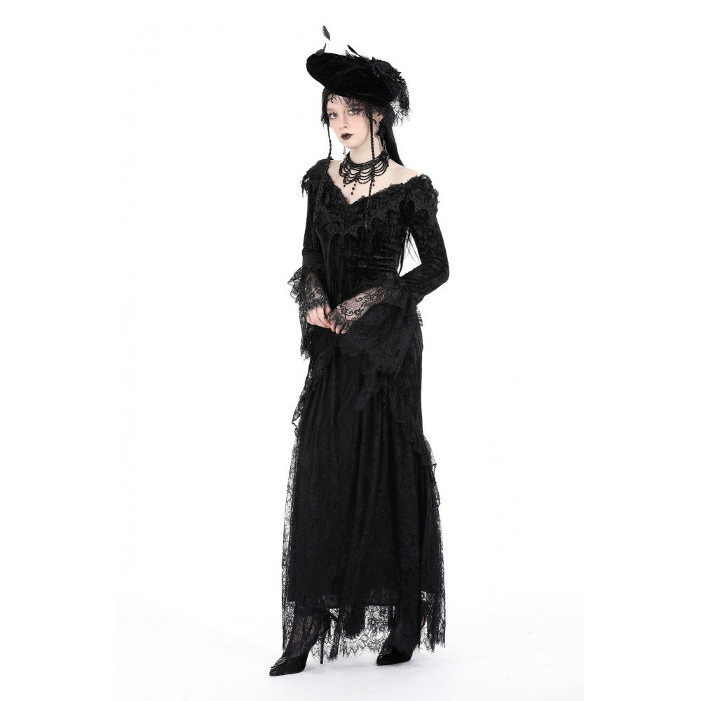 Dark In Love Zathura Off The Shoulder Lace Maxi Dress