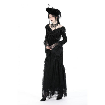 Dark In Love Zathura Off The Shoulder Lace Maxi Dress