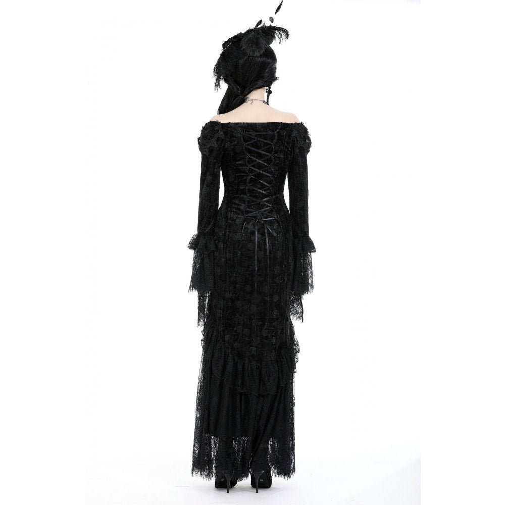 Dark In Love Zathura Off The Shoulder Lace Maxi Dress
