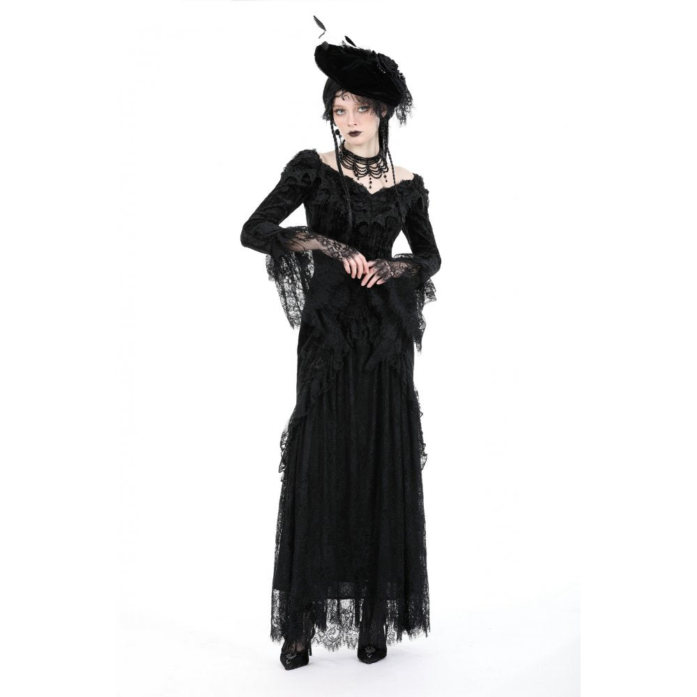 Dark In Love Zathura Off The Shoulder Lace Maxi Dress