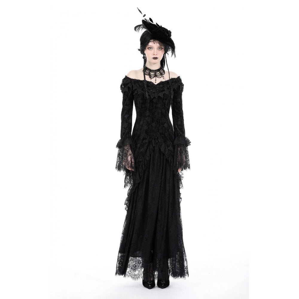 Dark In Love Zathura Off The Shoulder Lace Maxi Dress