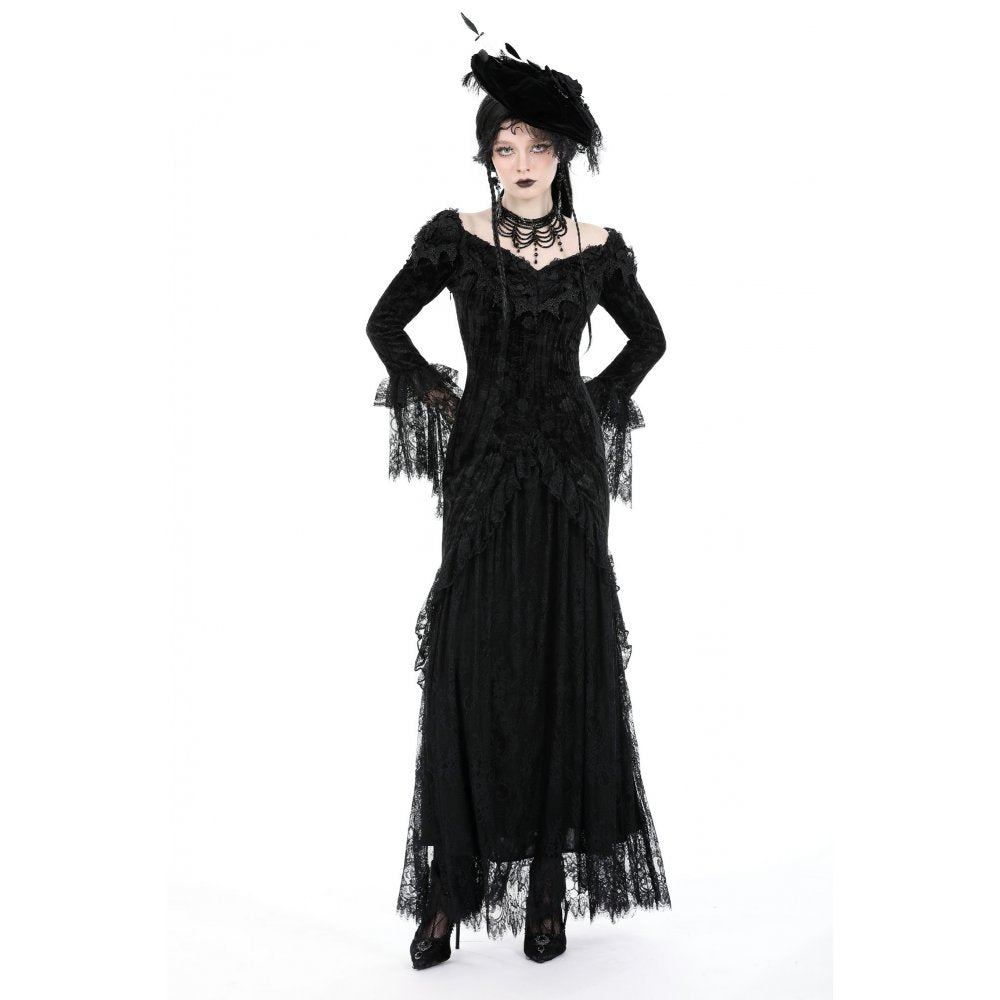 Dark In Love Zathura Off The Shoulder Lace Maxi Dress