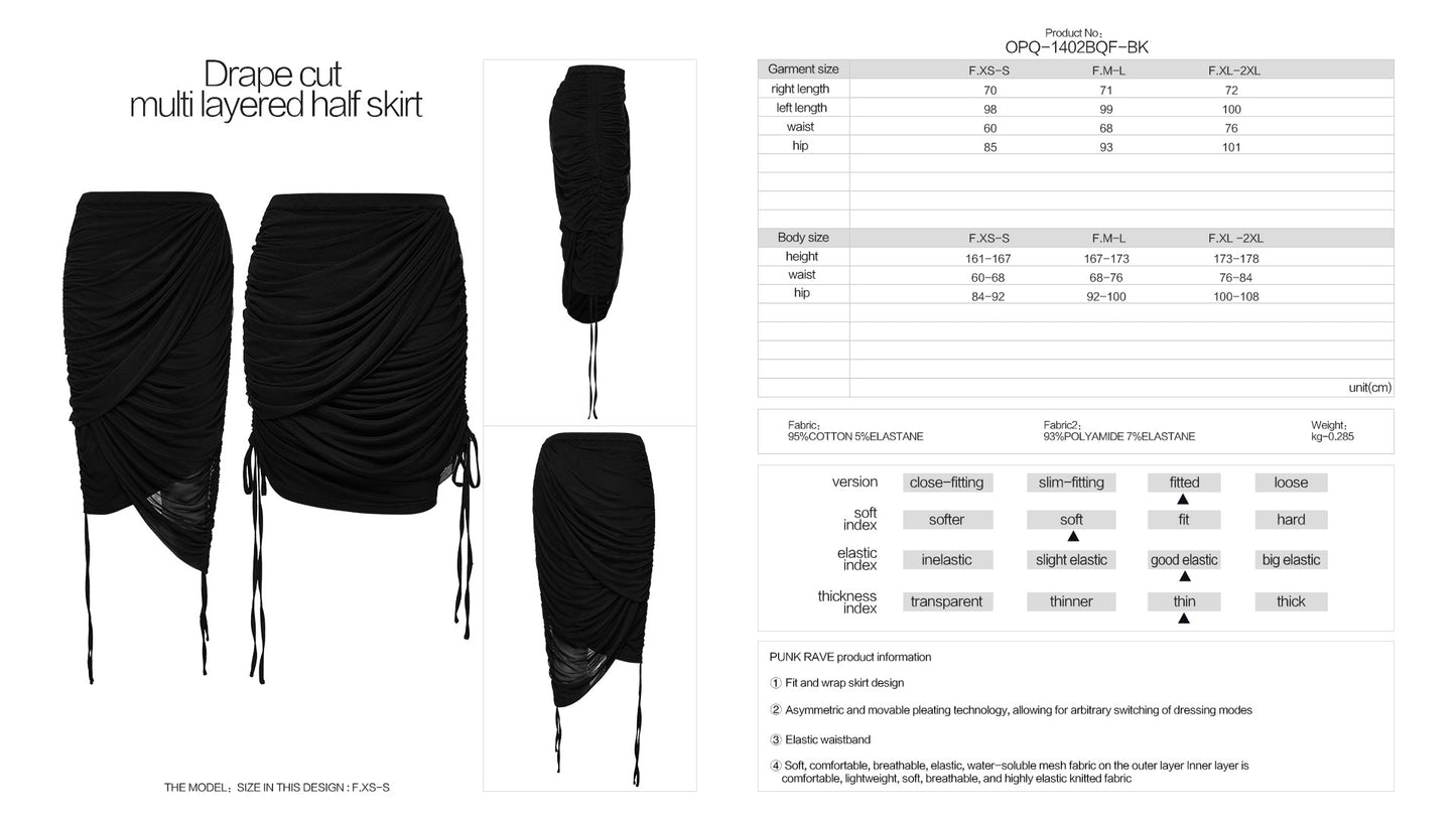 Punk Rave Zephyrine Draped Adjustable Skirt