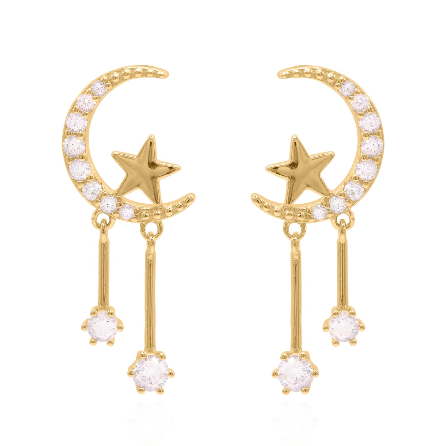 Zoe Moon & Star Drop Earrings | 18k Gold Plated