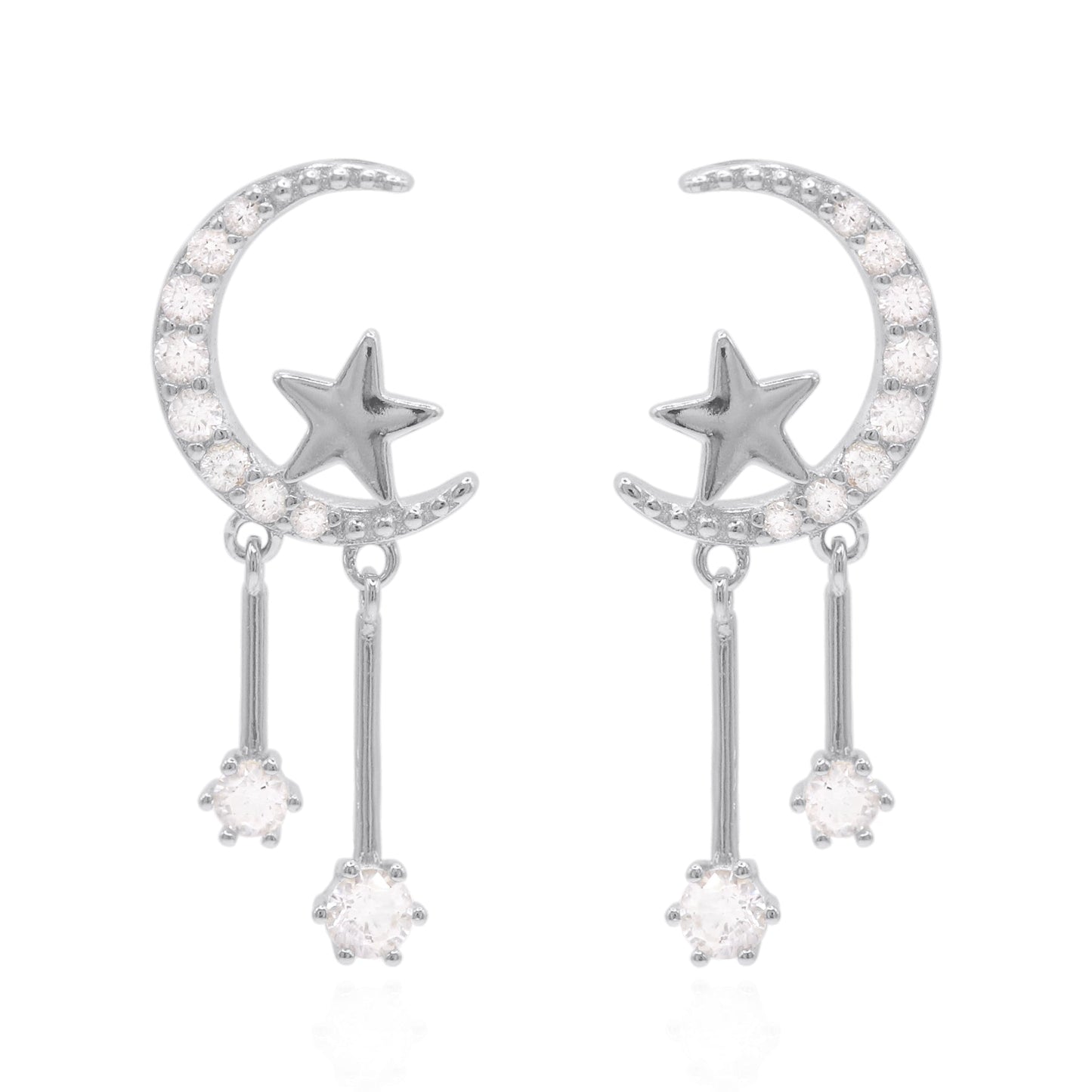 Zoe Moon & Star Drop Earrings | 925 Sterling Silver
