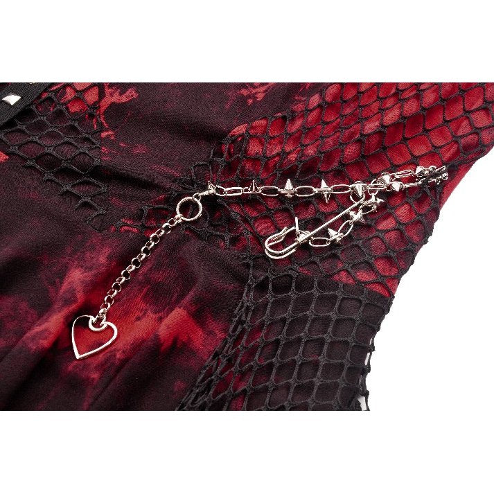 Dark in Love Bellatrix Red & Black Mesh Asymmetrical Dress