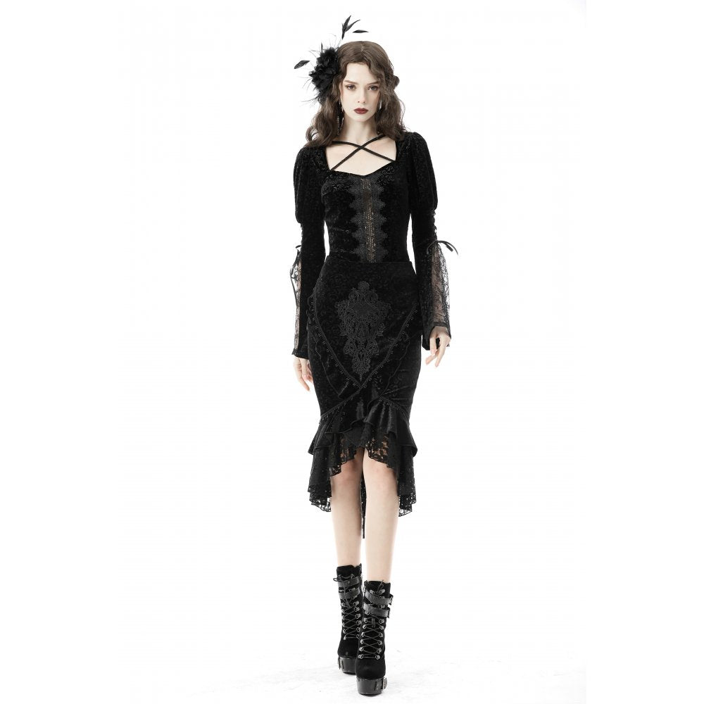 Dark In Love Zira Velvet Fishtail Skirt