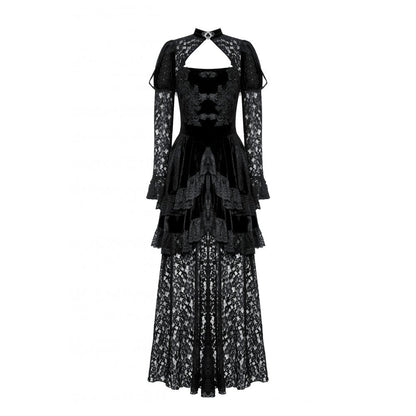 Dark in Love Onyx Romantic Gothic Velvet Lace Princess Gown