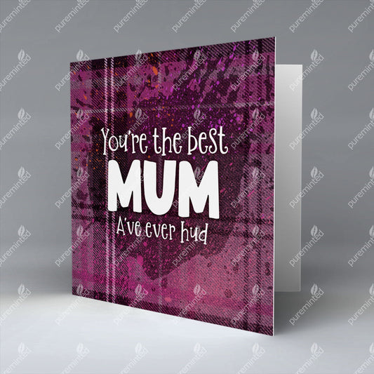 You're the best mum - Purple Tartan - Greetings Card
