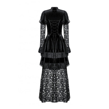 Dark in Love Onyx Romantic Gothic Velvet Lace Princess Gown