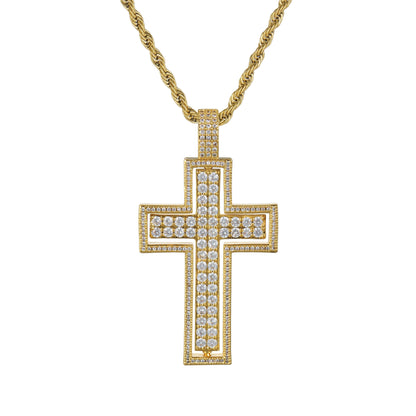 Iced Spin Cross Pendant (Gold)