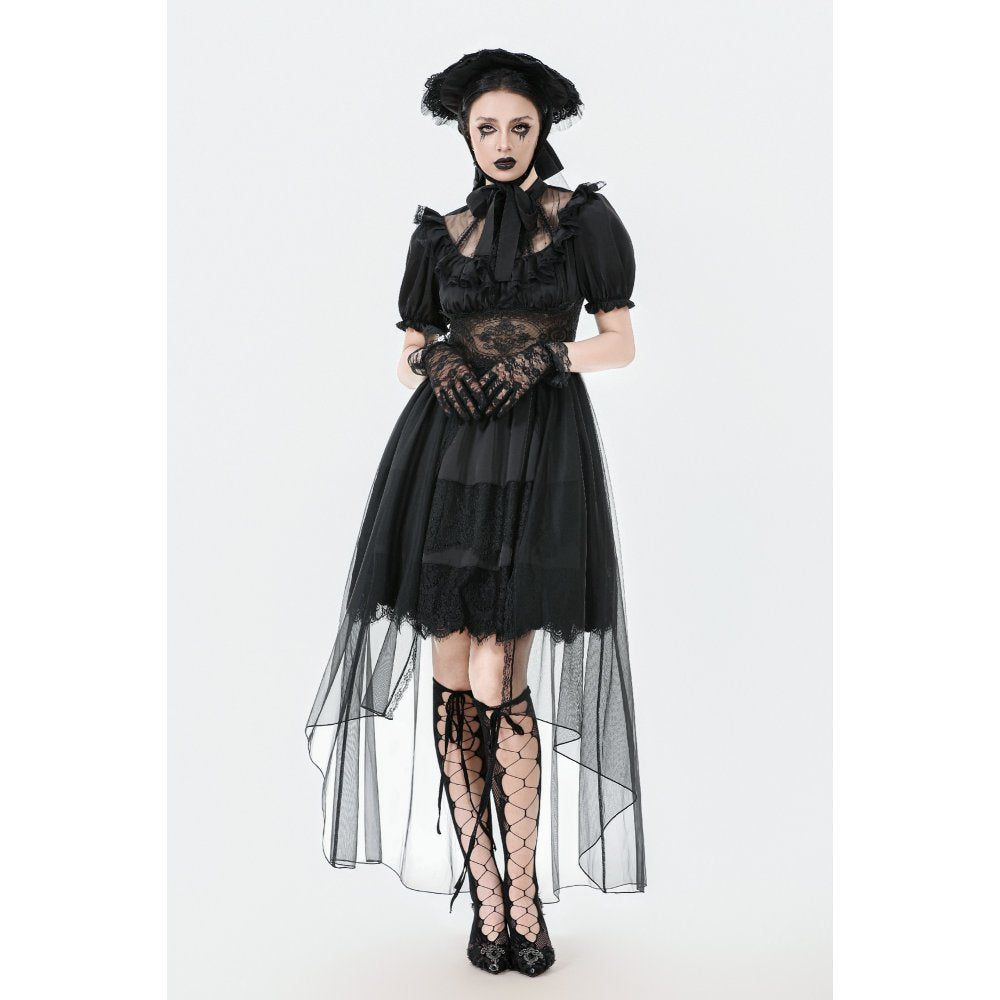 Dark in Love Ebon Rose High-Low Mesh & Lace Goth Dress