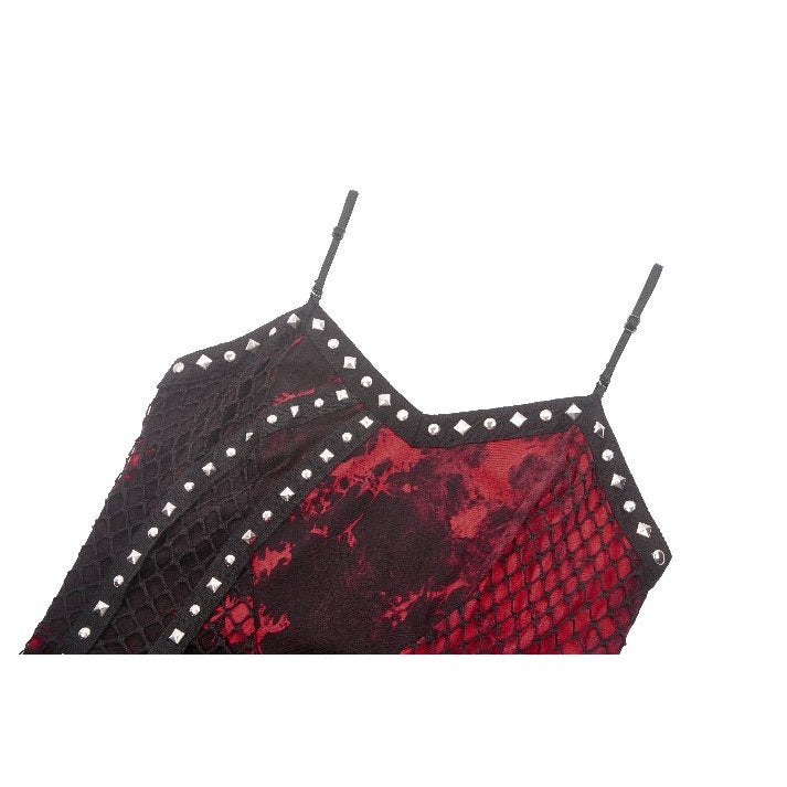 Dark in Love Bellatrix Red & Black Mesh Asymmetrical Dress