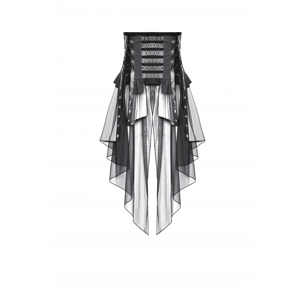 Dark in Love Draven Layered Mesh & Faux Leather Waist Cincher Skirt
