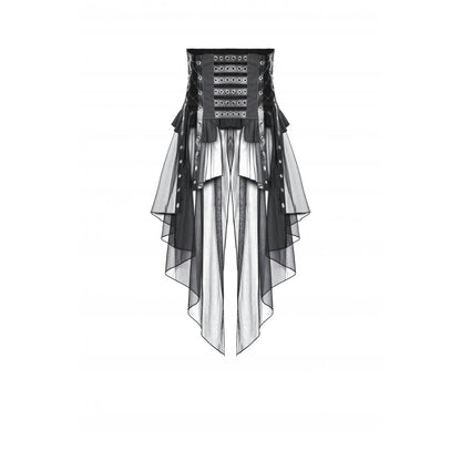 Dark in Love Draven Layered Mesh & Faux Leather Waist Cincher Skirt