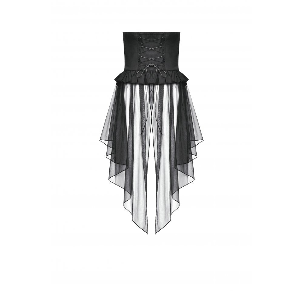Dark in Love Draven Layered Mesh & Faux Leather Waist Cincher Skirt