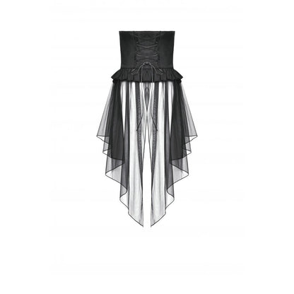 Dark in Love Draven Layered Mesh & Faux Leather Waist Cincher Skirt