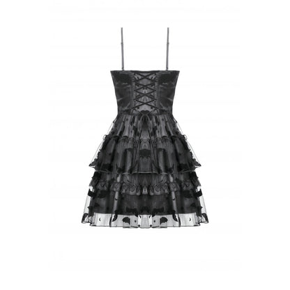 Dark in Love Morwenna Bat Mesh Layered Goth Mini Dress