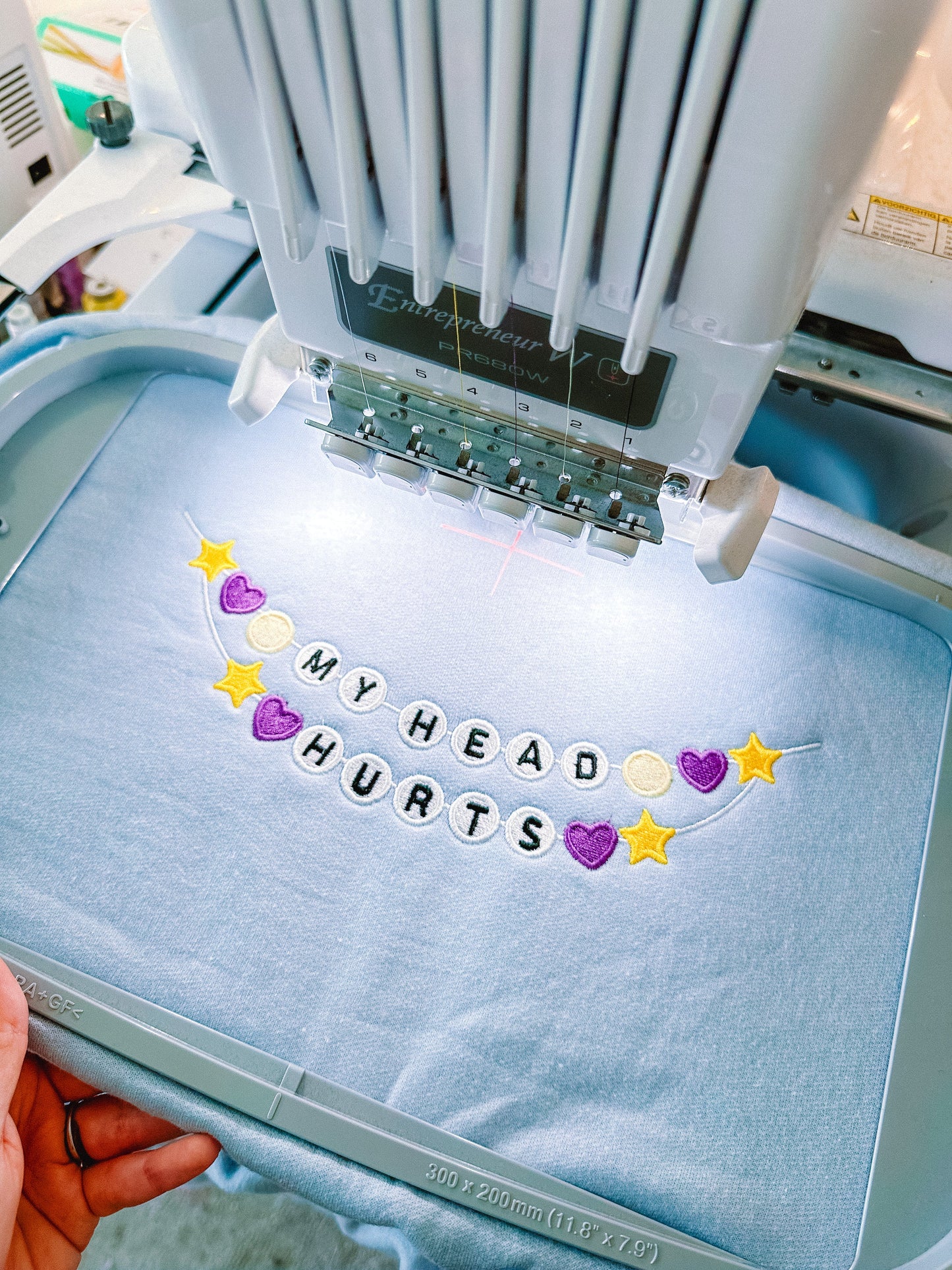 My Head Hurts Friendship Bracelet embroidered crewneck sweatshirt