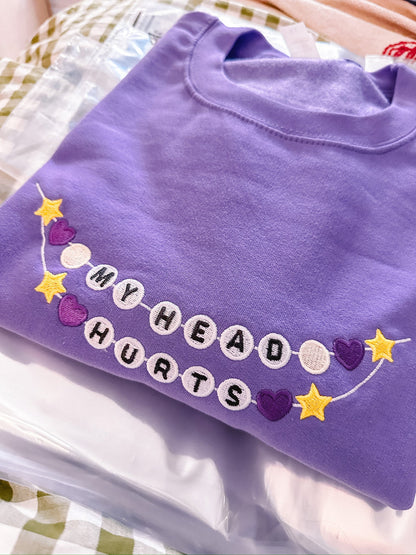 My Head Hurts Friendship Bracelet embroidered crewneck sweatshirt