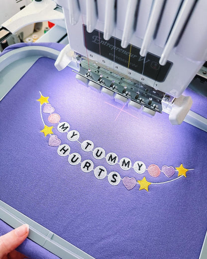 My Tummy Hurts Friendship Bracelet embroidered crewneck sweatshirt
