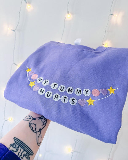 My Tummy Hurts Friendship Bracelet embroidered crewneck sweatshirt