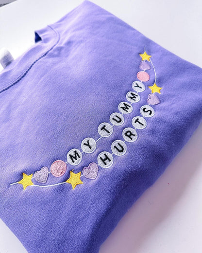 My Tummy Hurts Friendship Bracelet embroidered crewneck sweatshirt