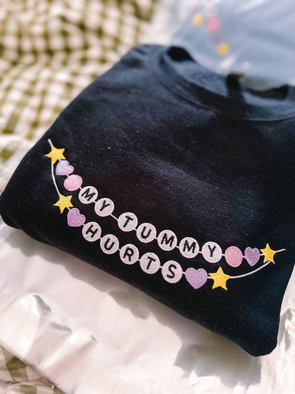 My Tummy Hurts Friendship Bracelet embroidered crewneck sweatshirt