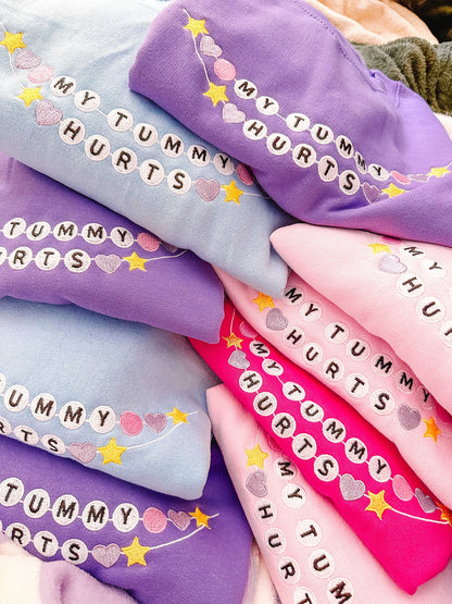 My Tummy Hurts Friendship Bracelet embroidered crewneck sweatshirt