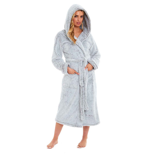 Ultra Soft Velvet Touch Women's Hooded Fleece Bathrobes Cozy Plush Snuggle Dressing Gowns for Lounging Spa Gym Hotel Multiple Sizes and Colors by Daisy Dreamer