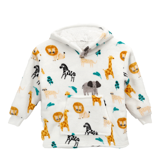 Unisex Safari and Sloth Hoodie Blanket for Infants 0-2 Years Ultra Soft Cozy Wearable Blanket with Spacious Pocket for Boys and Girls by Daisy Dreamer